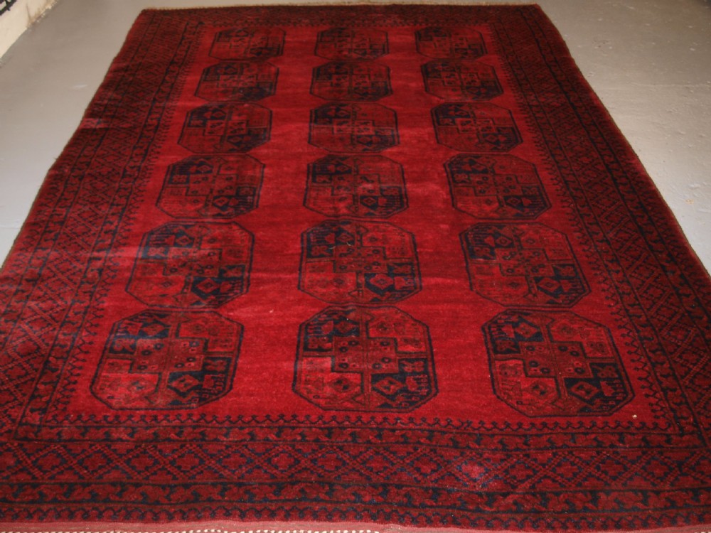 old traditional red afghan village carpet perfect condition circa 1920