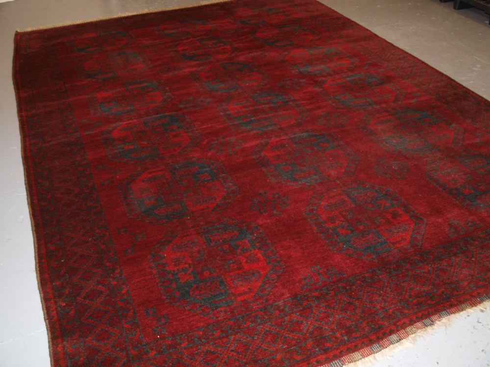 antique afghan ersari turkmen carpet deep plum red colour circa 1900
