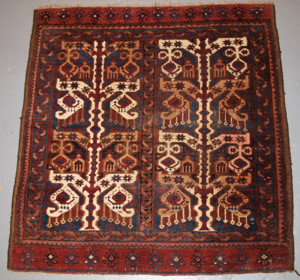 antique beshir turkmen dowry rug with ikat design wonderful colour 2nd half 19th century