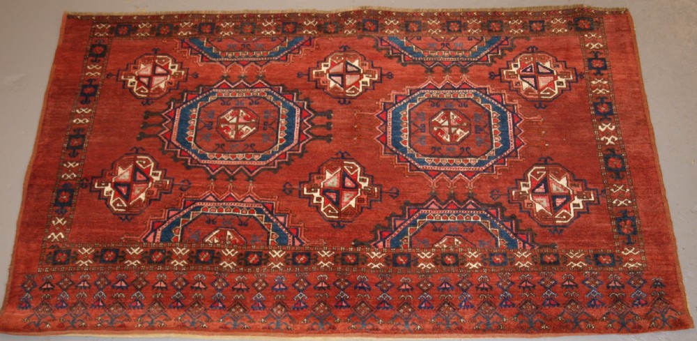 antique ersari turkmen chuval of large size unusual design with silk high lights late 19th century 1 of pair