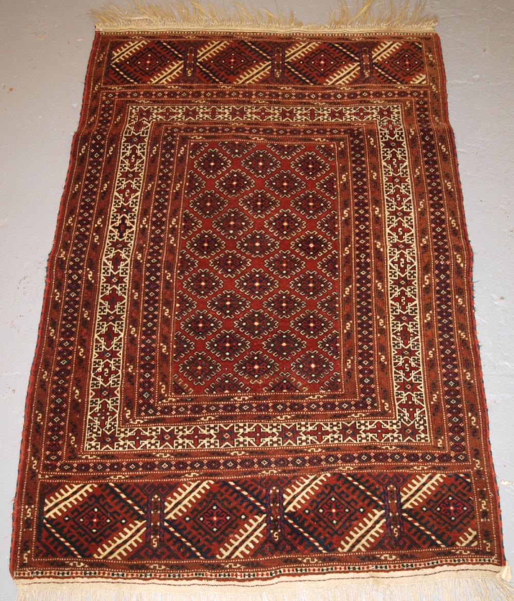 antique yomut turkmen rug star border superb condition circa 190020