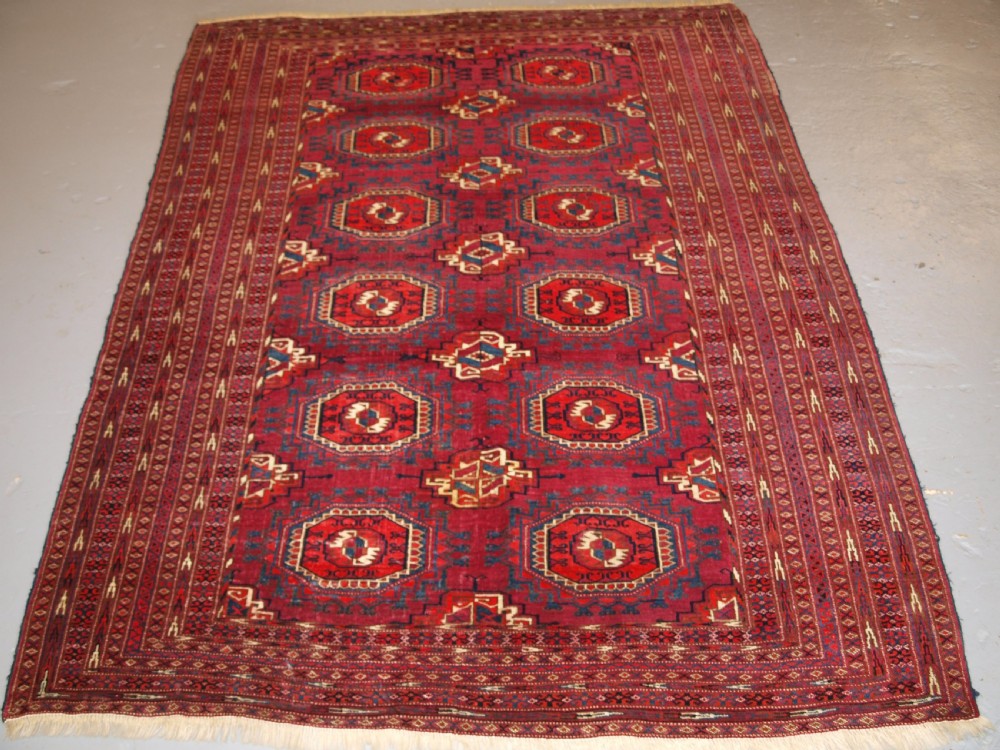 antique tekke or saryk turkmen rug cochineal dyes beautiful colours circa 1890