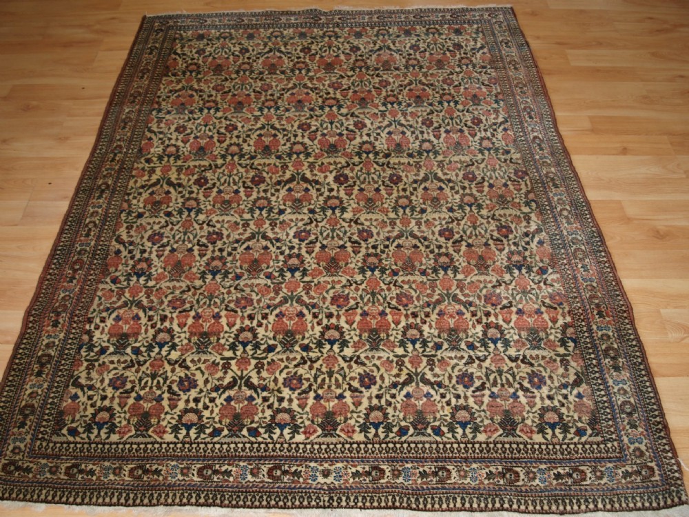 antique abedeh rug with zili sultan design superb soft colours circa 1900