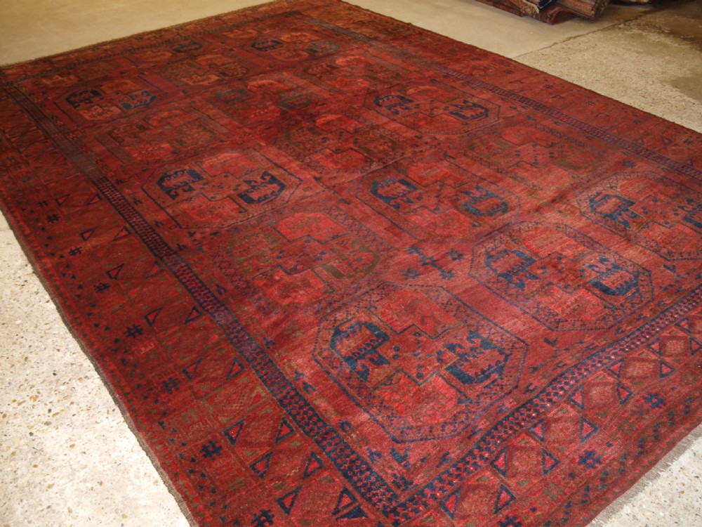 antique afghan village carpet ersari weavers superb colour circa 1900