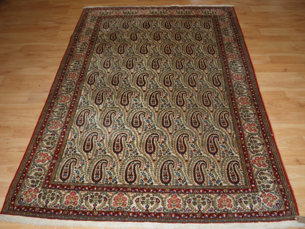 old qum rug with all over boteh design excellent condition circa 1920