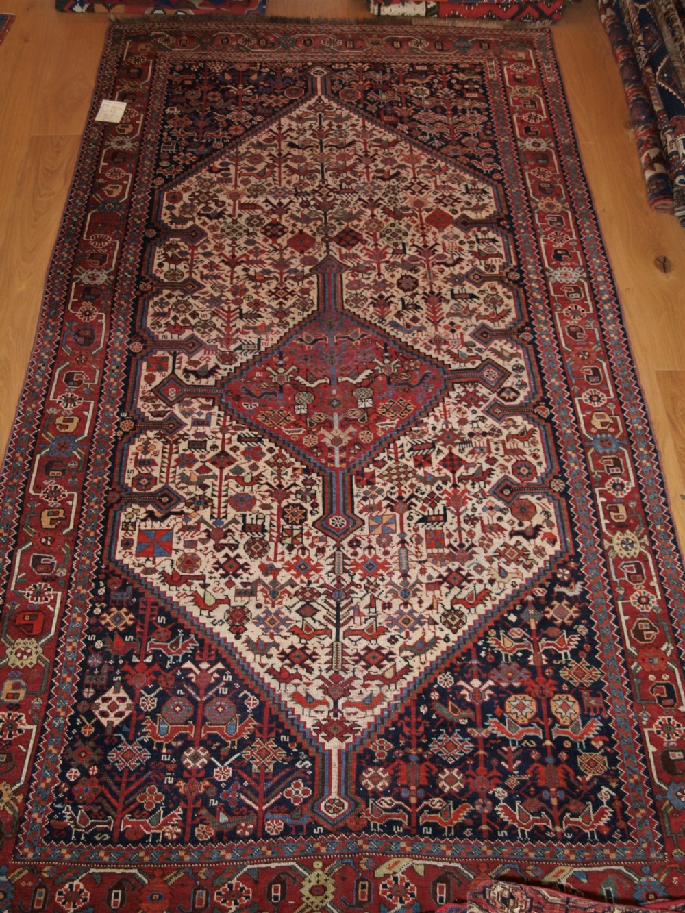 antique south west persian tribal khamseh bird rug outstanding condition circa 1880
