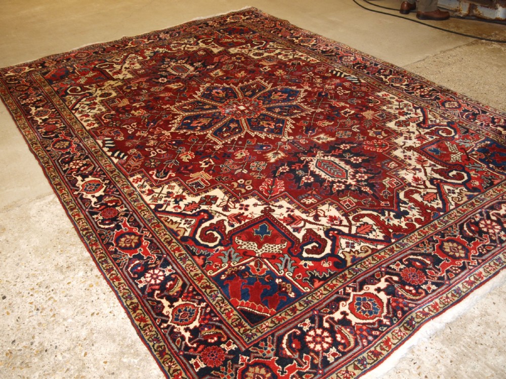 antique persian heriz carpet with great colour excellent condition ideal furnishing carpet circa 1920