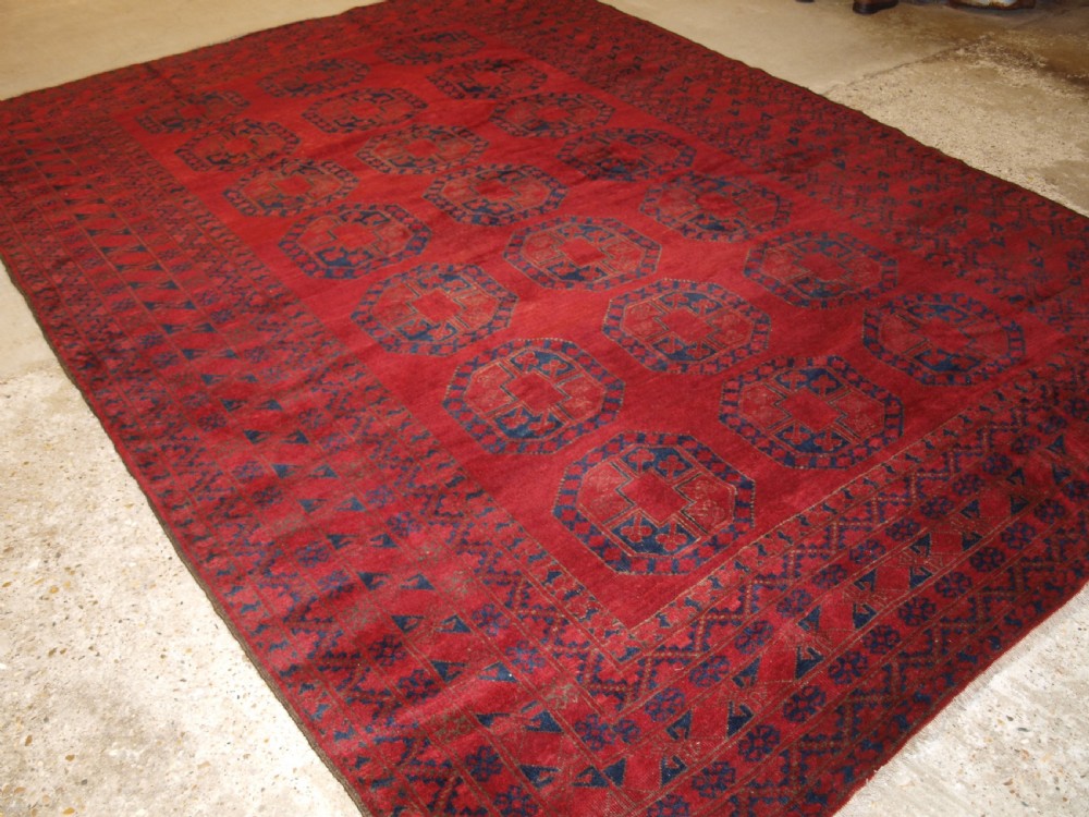 antique afghan village carpet ersari weavers great colour circa 190020