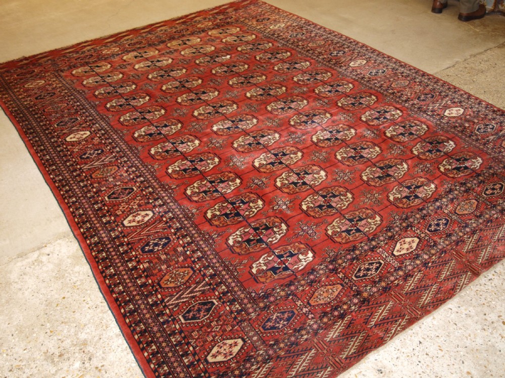 antique tekke turkmen main carpet good furnishing carpet late 19th century