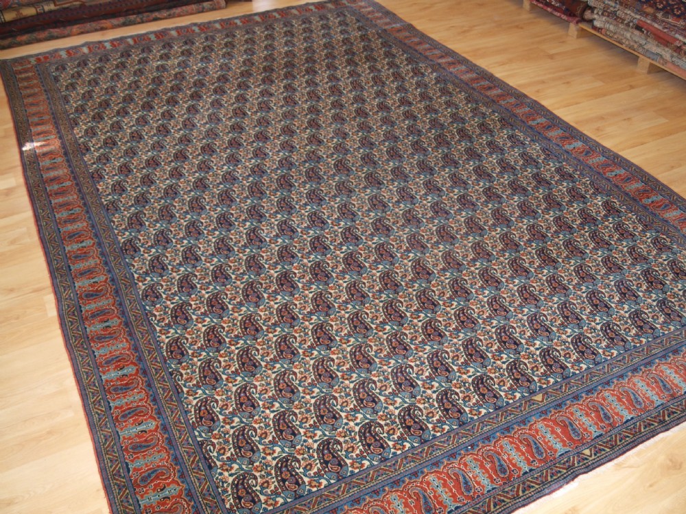 old persian qum carpet with all over boteh design excellent condition circa 1920
