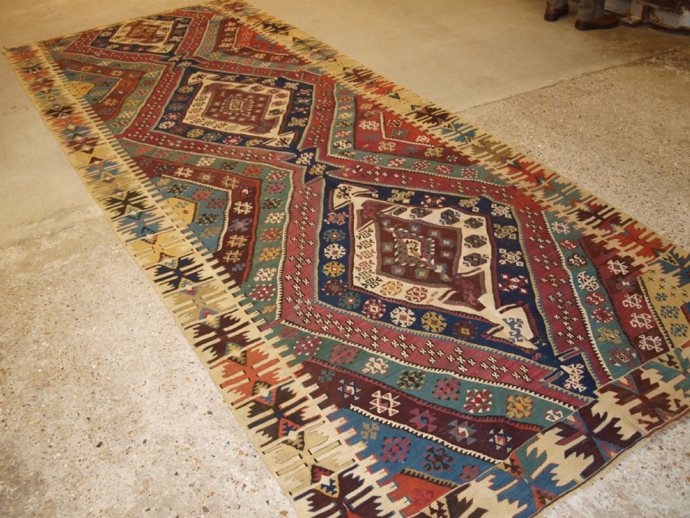 antique turkish malatya kilim of large size with superb colour late 19th century