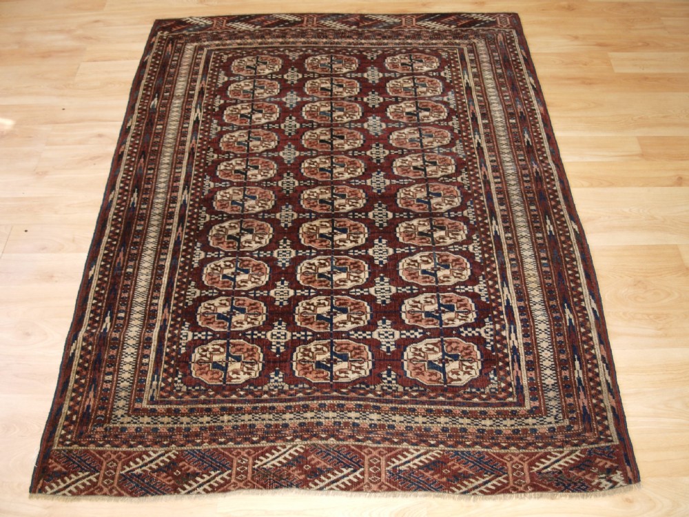 antique tekke turkmen rug of small size rich red brown colour circa 1900