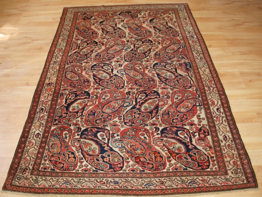 antique malayer village rug mother and child boteh design circa 1900