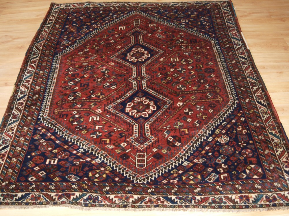 old shiraz region rug tribal design circa 1920
