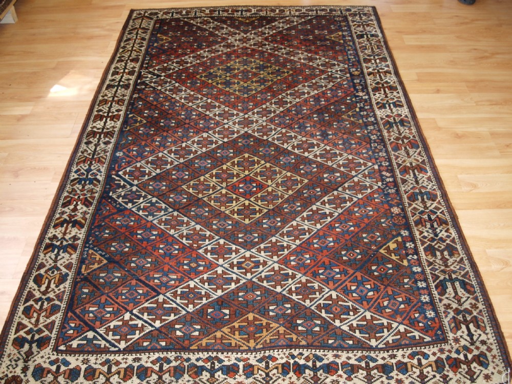 antique kurdish rug with lattice design visually striking rug circa 1900