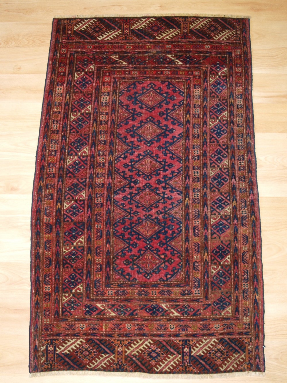 antique saryk turkmen rug of very small size cochineal dyes circa 1900