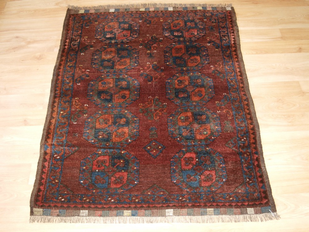 antique ersari turkmen rug of small size earth colours circa 1900
