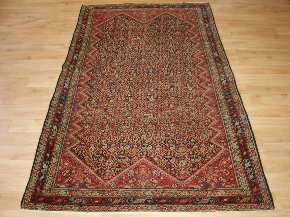 antique malayer rug with all over lattice design circa 1900