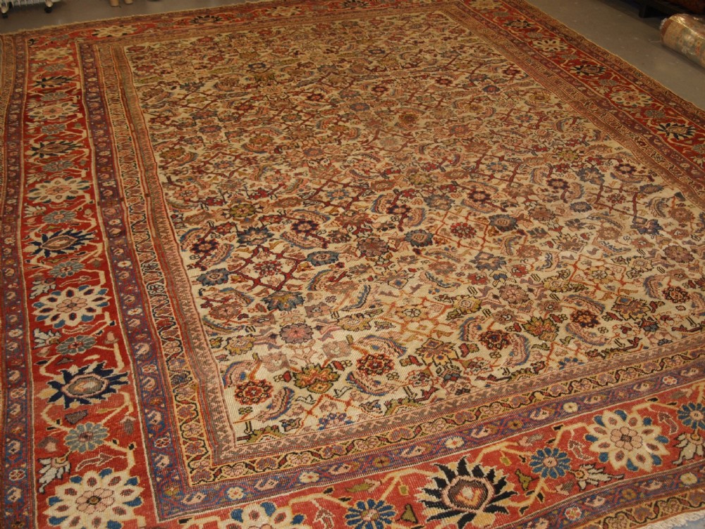 antique mahal carpet all over design on an ivory ground superb country house carpet circa 1880