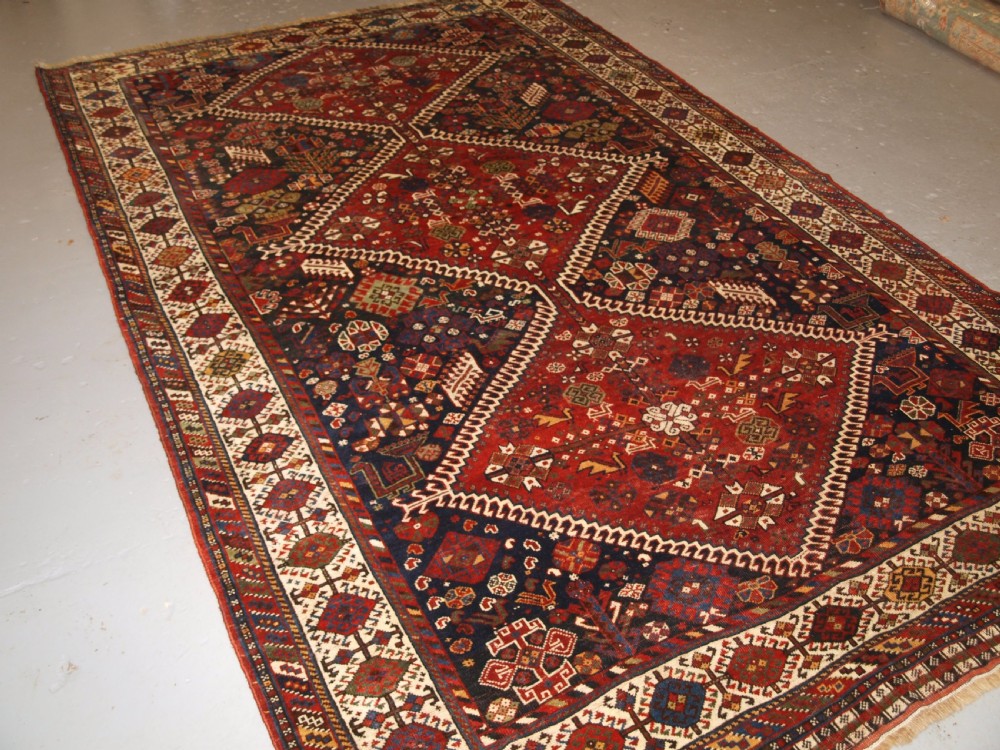 antique tribal qashqai carpet outstanding example circa 1880