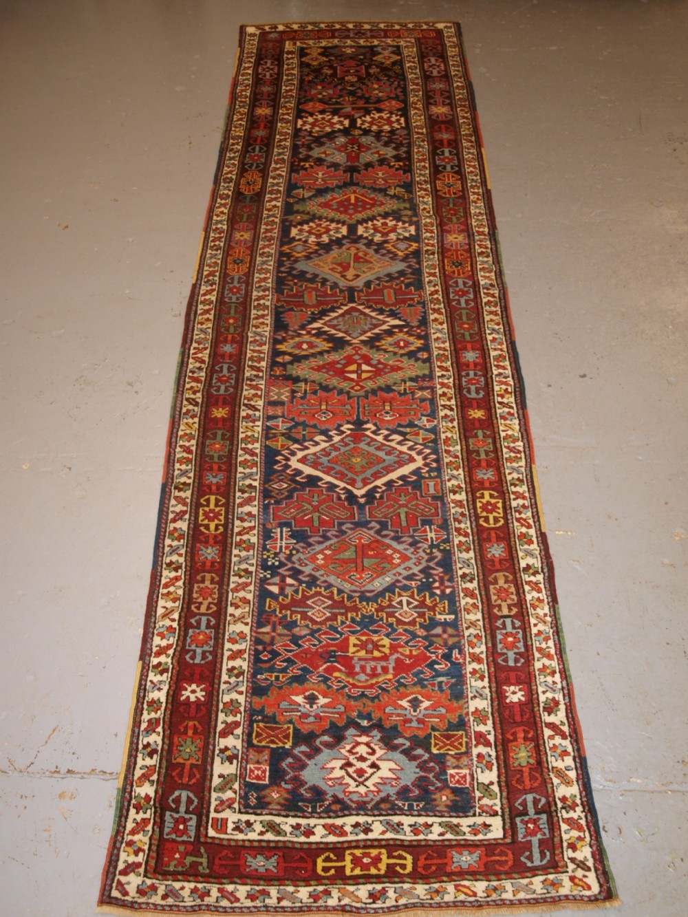 antique kurdish runner excellent design and superb colour circa 1890