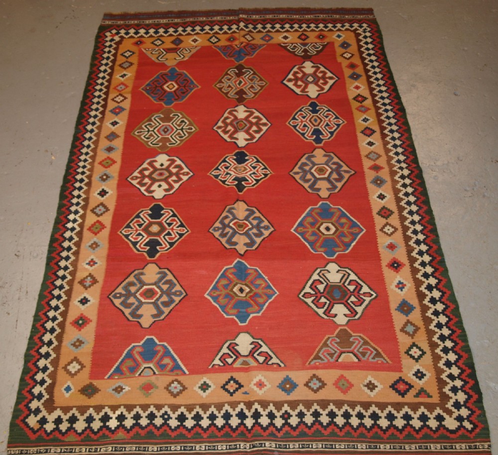 antique south west persian qashqai kilim with superb colour and design circa 1900