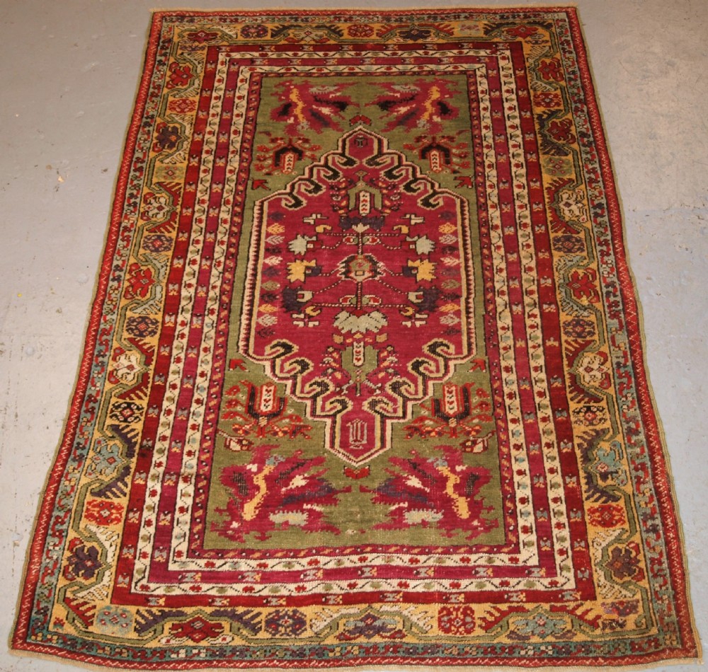antique turkish kirsehir village rug wonderful colour traditional design late 19th century