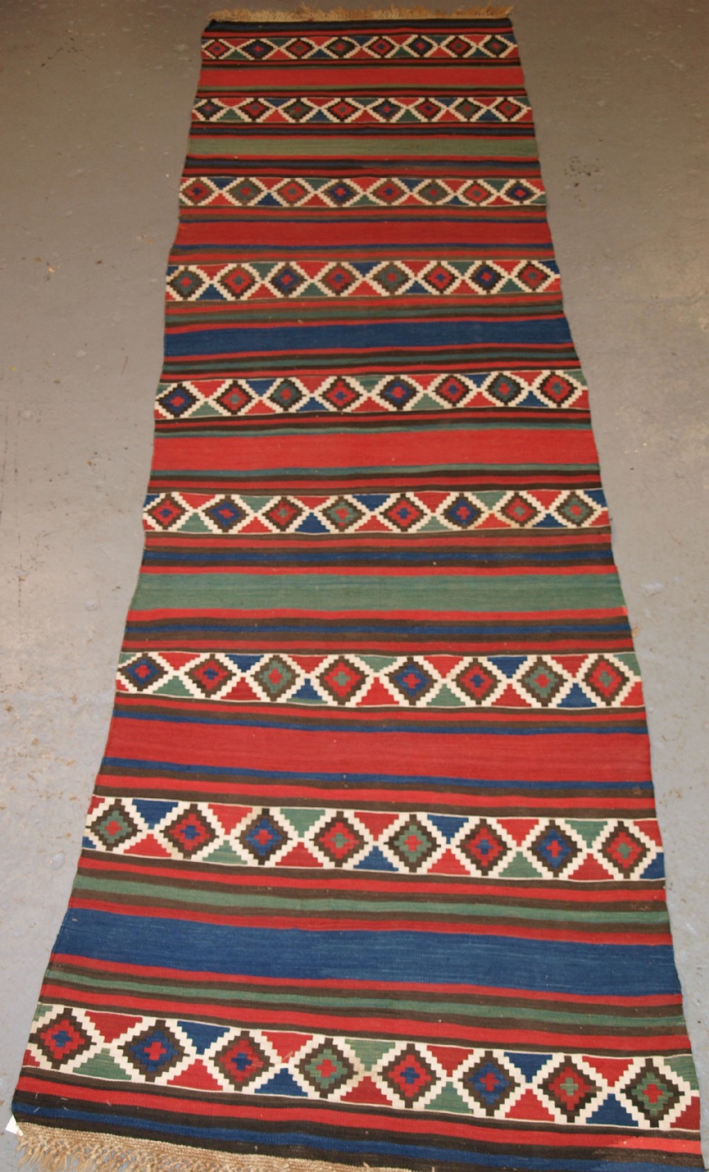 antique caucasian shirvan kilim runner banded design late 19th century