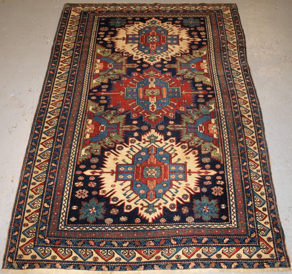 antique caucasian kuba region zejwa village rug superb design 4th quarter 19th century