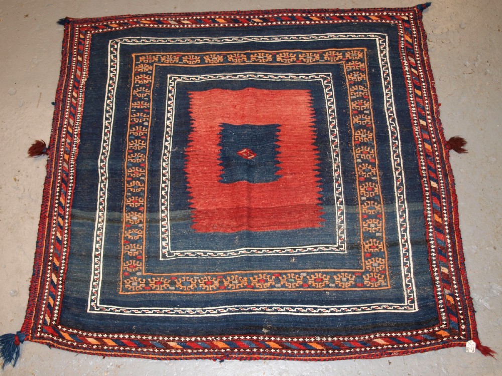 antique afshar sofreh eating cloth mixed weave techniques circa 190020