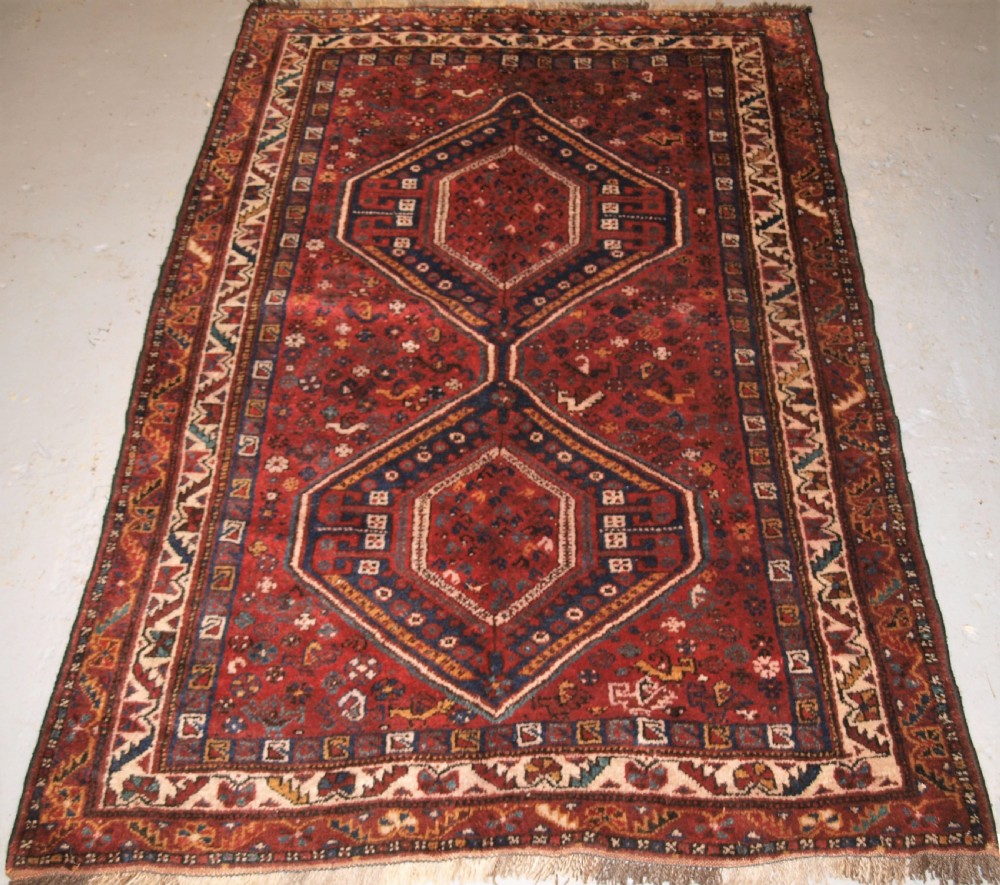 old south west persian tribal design shiraz rug thick heavy pile circa 1920