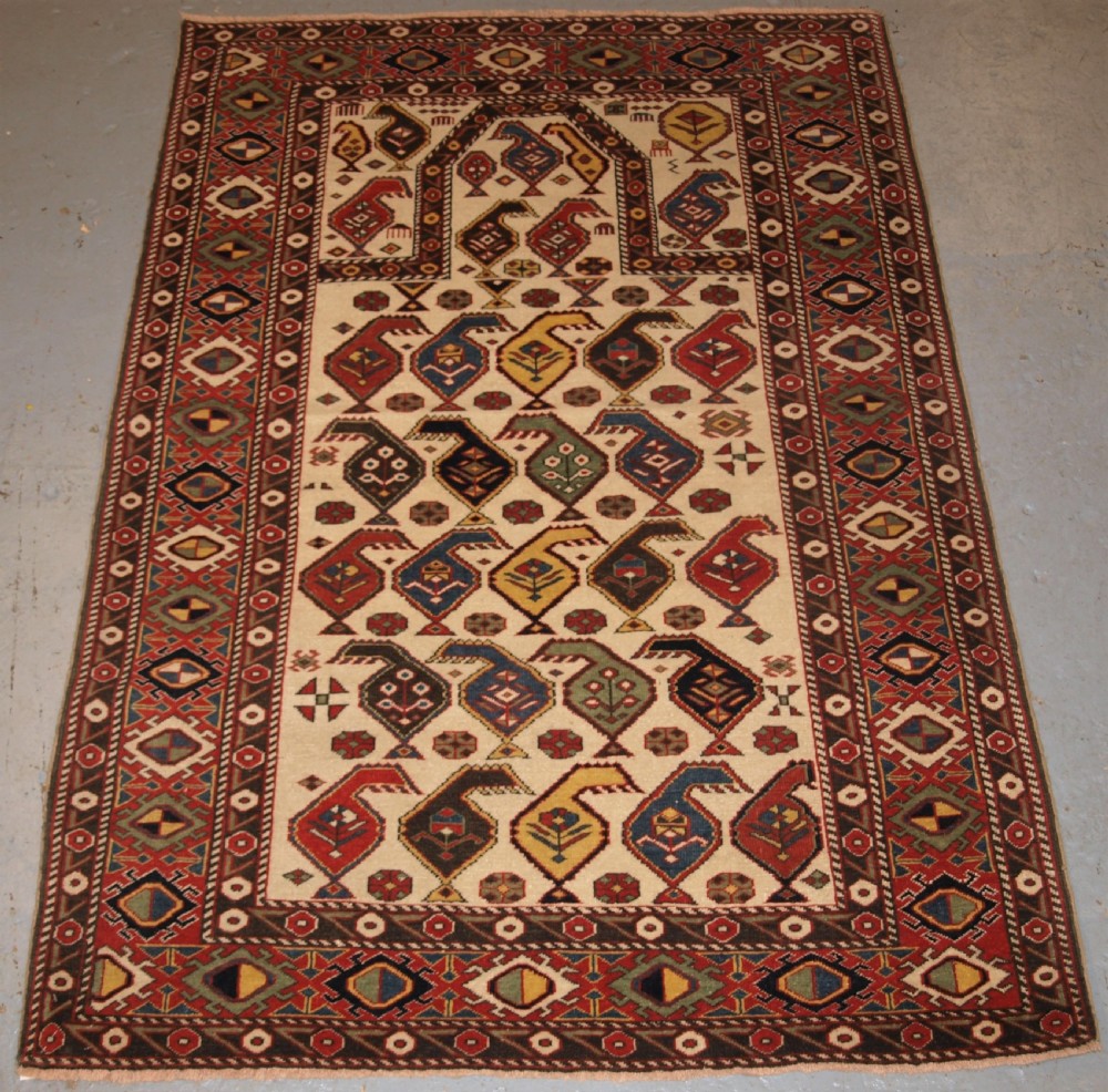 old caucasian shirvan prayer rug with boteh design about 30 years old