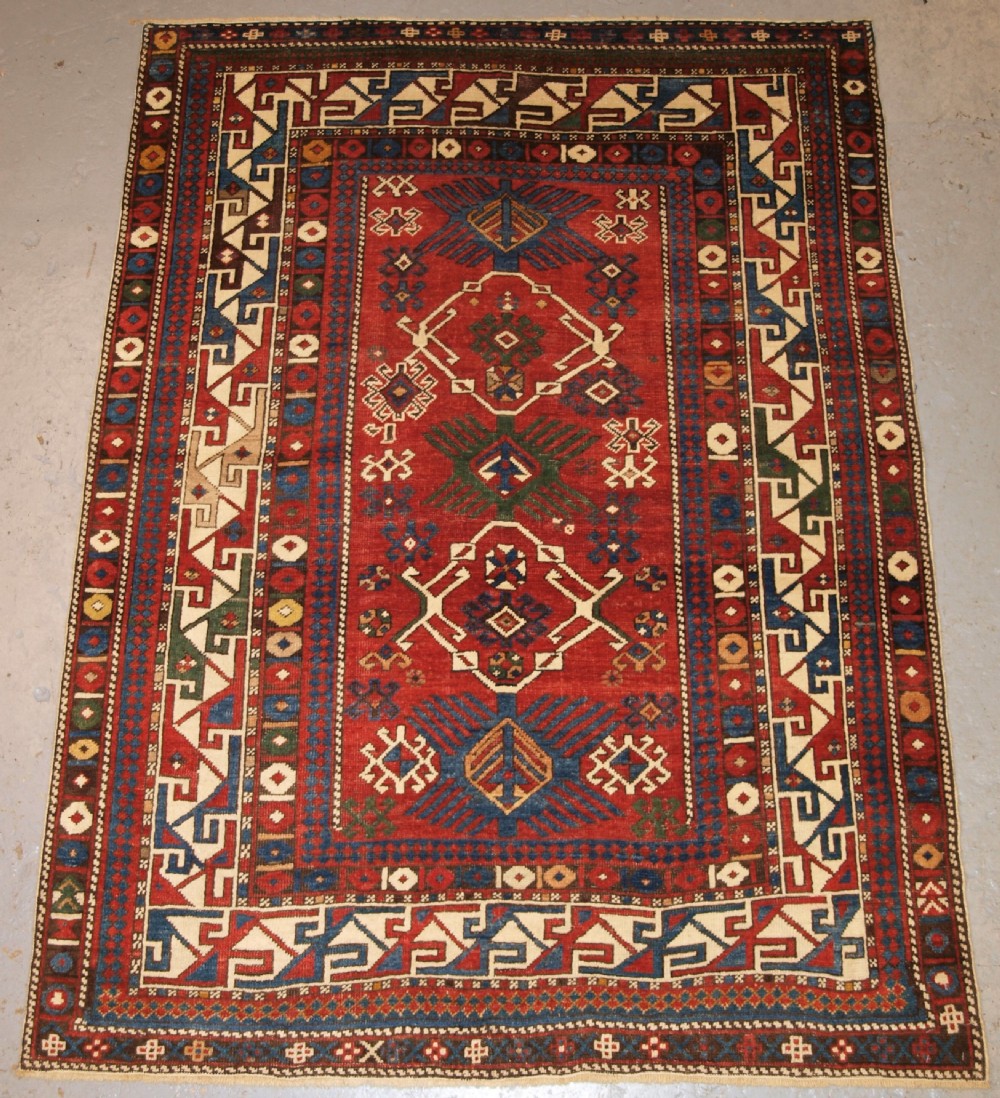 antique caucasian bidjov shirvan rug good design and colour nice small size late 19th century