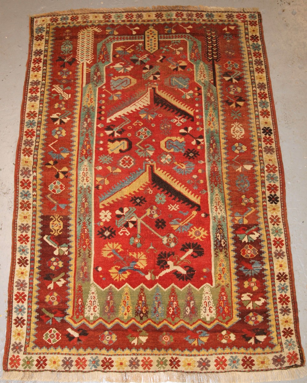 antique turkish milas prayer rug wonderful early example 2nd half 19th century
