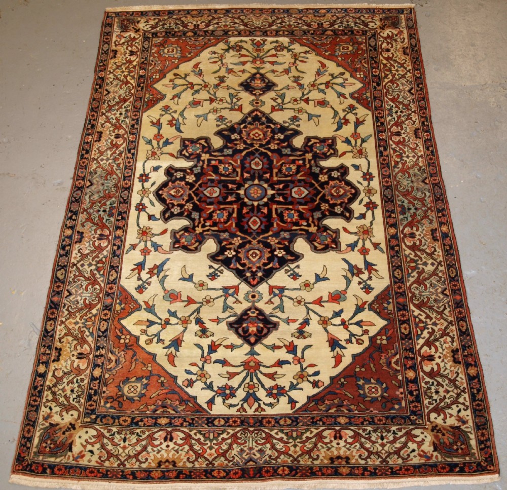 antique persian sarouk rug floral design fine weave circa 1900