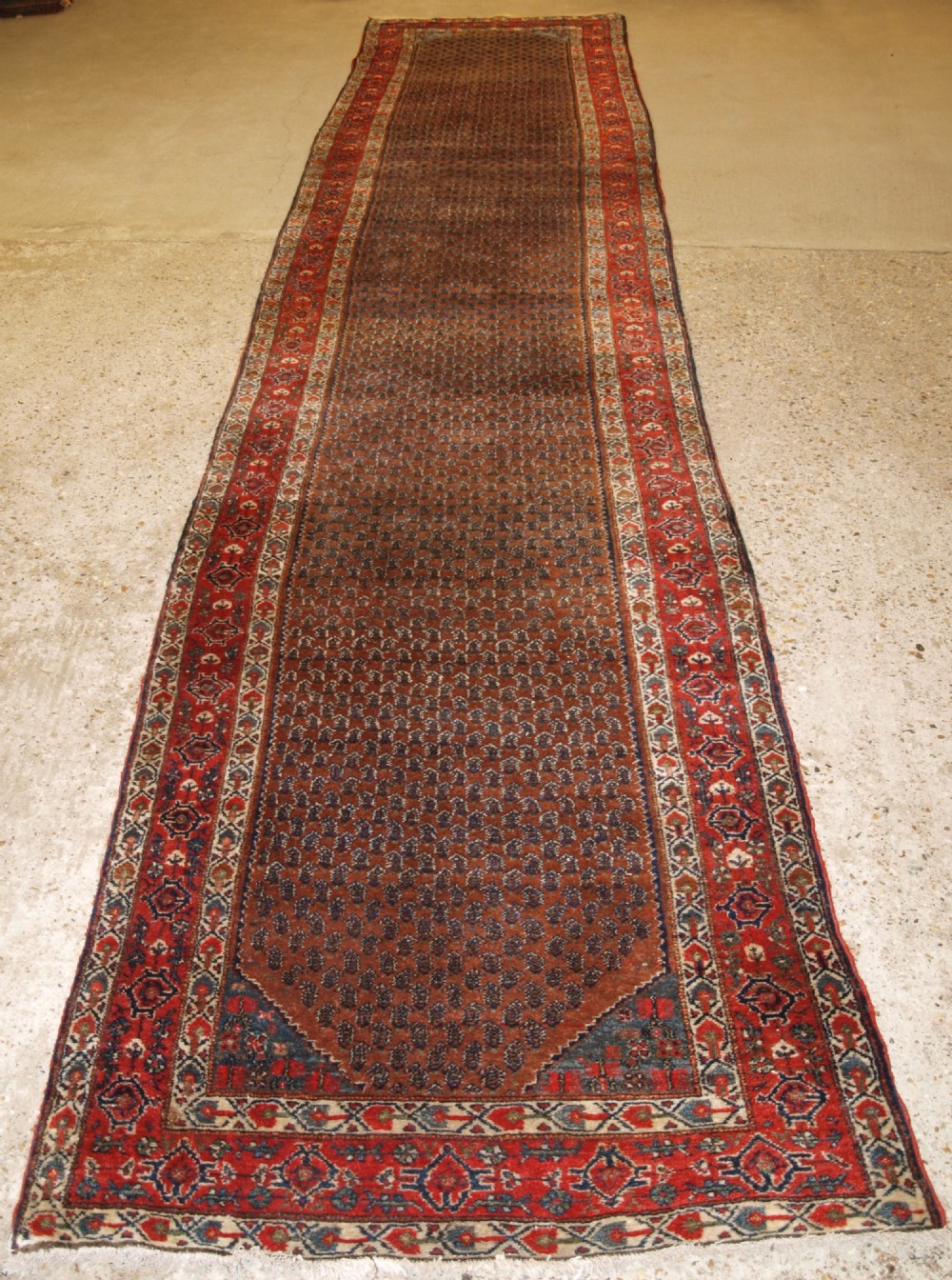 antique north west persian hamadan village runner all over small boteh design circa 190020