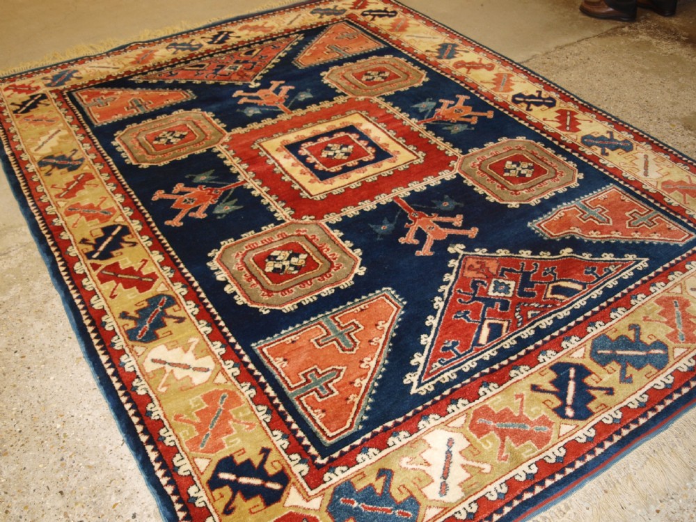 hand knotted turkish carpet in the large pattern holbein design style circa 20 years old