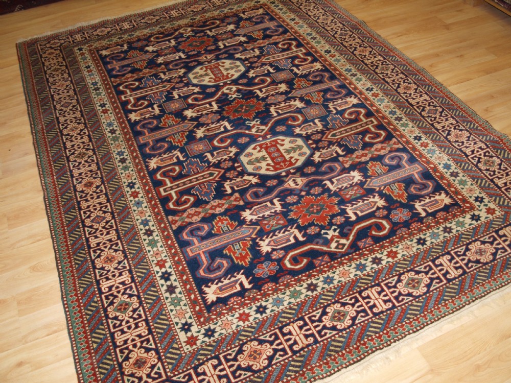 hand knotted turkish rug copy of 19th century caucasian shirvan perepedil rug 30 years old