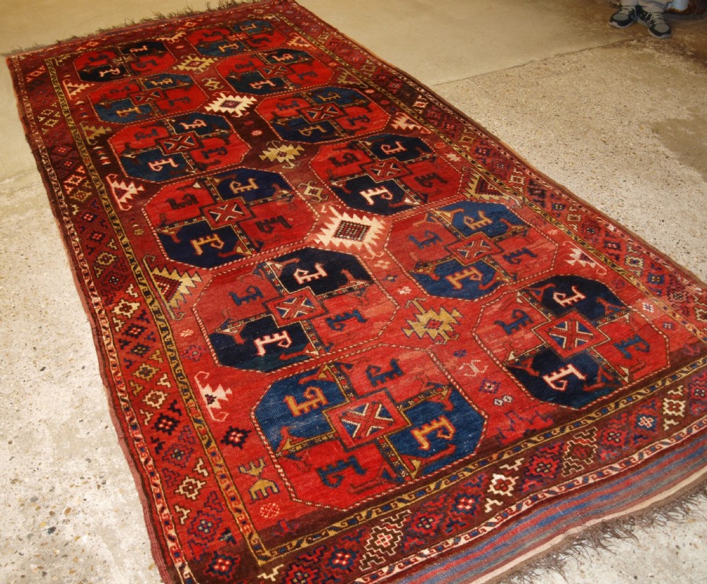 antique uzbek turkmen tribal carpet central asia circa 1880