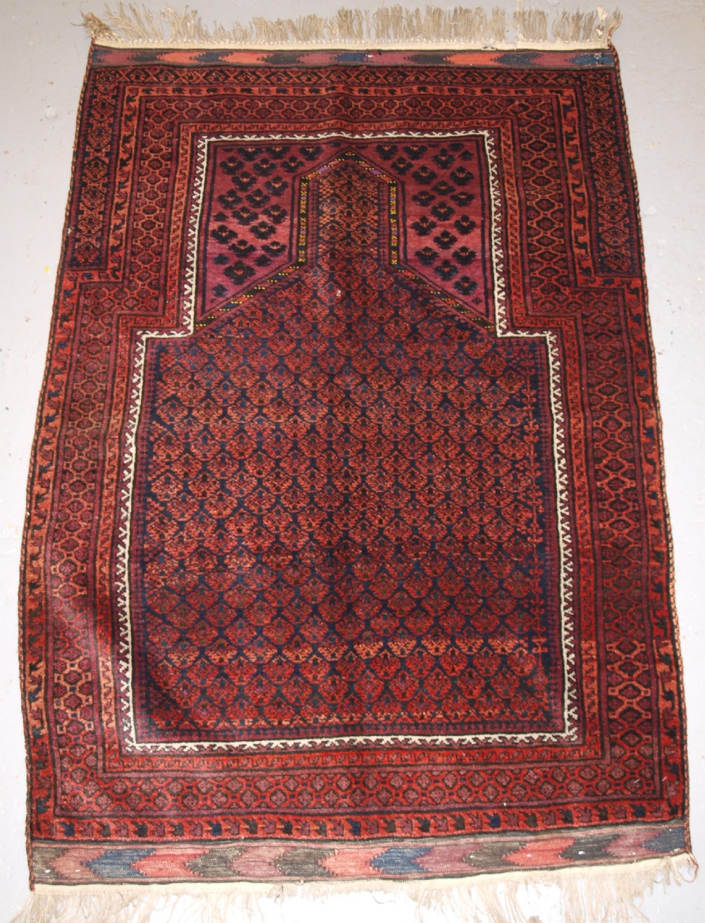 antique timuri baluch prayer rug with dokhtareqazi design circa 190020