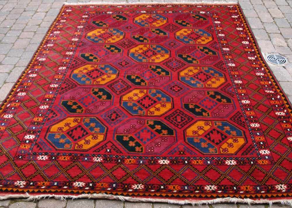 antique uzbek turkmen carpet good colour and condition circa 1900