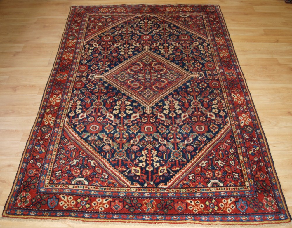 antique mahal rug with shrub design superb colours circa 1900