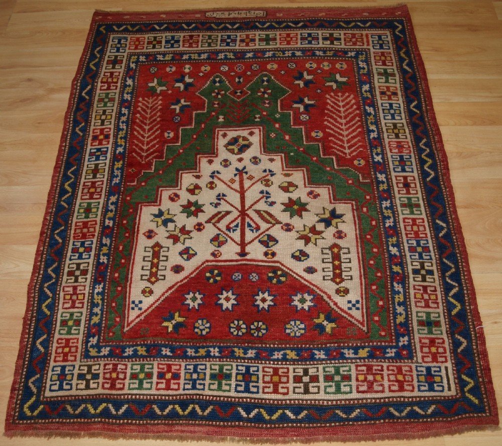 antique turkish bergama region prayer rug of good design circa 1900