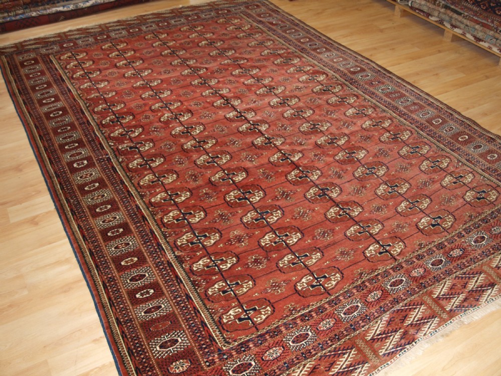 antique tekke turkmen main carpet soft colour good furnishing carpet circa 1900