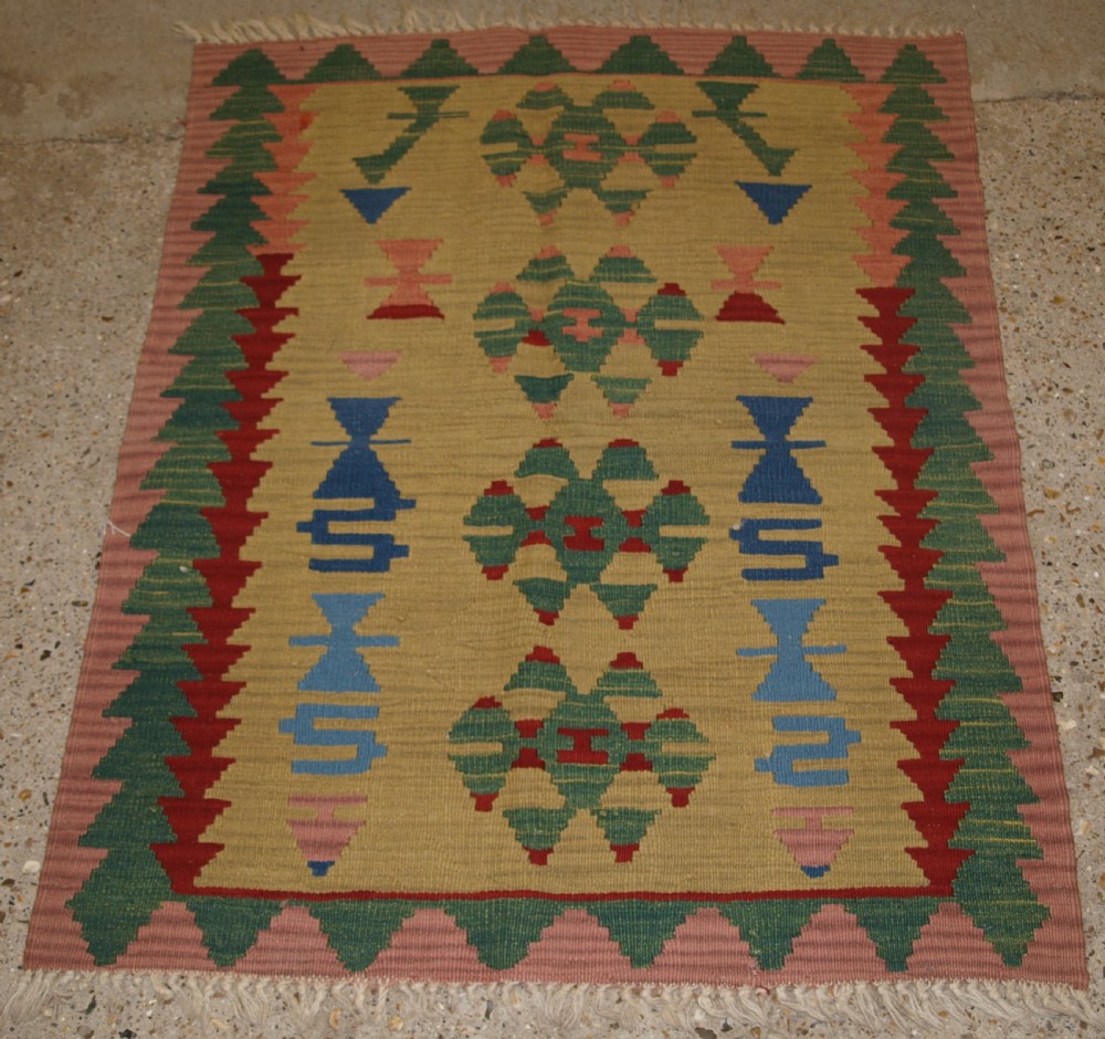 turkish kilim of small size hand woven with good colours circa 20 years old