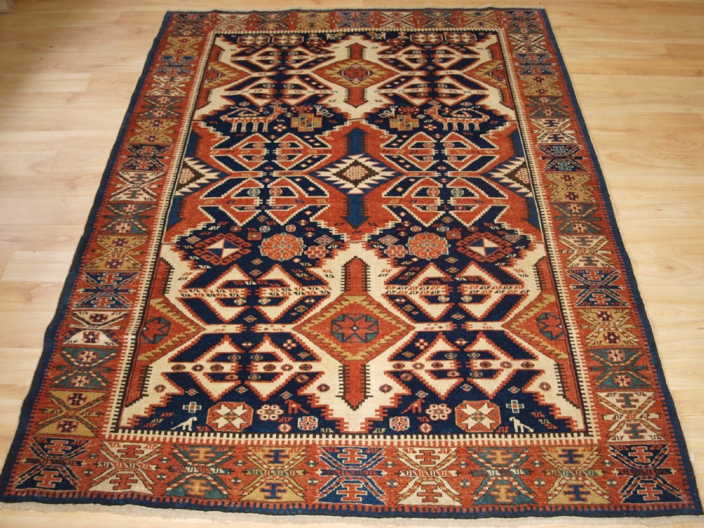 old caucasian shirvan rug with scarce design superb condition about 30 years old