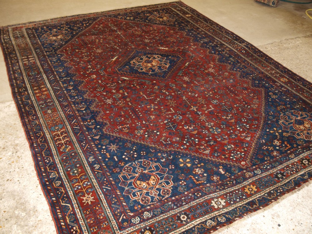 antique tribal qashqai carpet good colour circa 1900