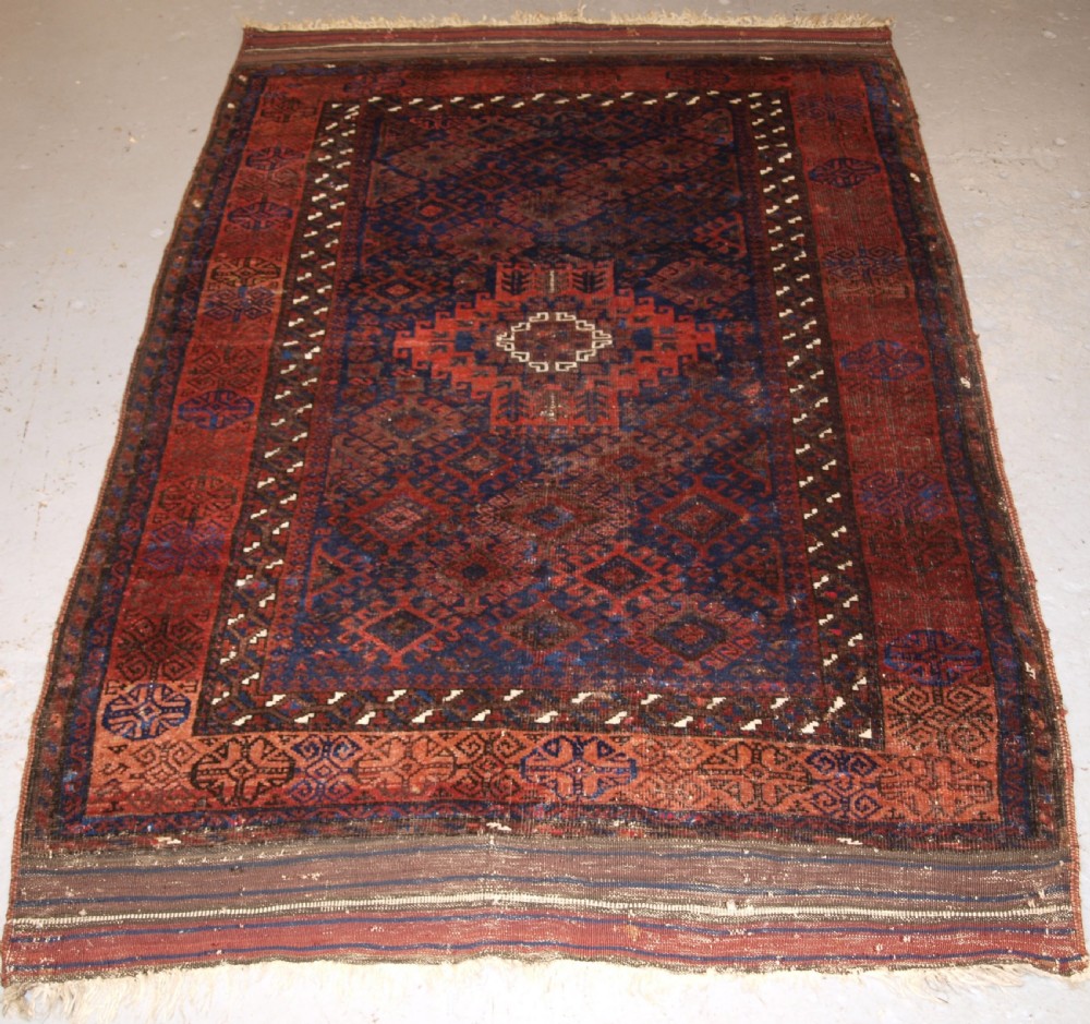 antique timuri baluch rug of single medallion design circa 1880