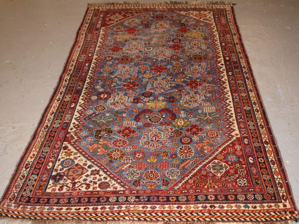 antique tribal qashqai rug of unusual design circa 1880