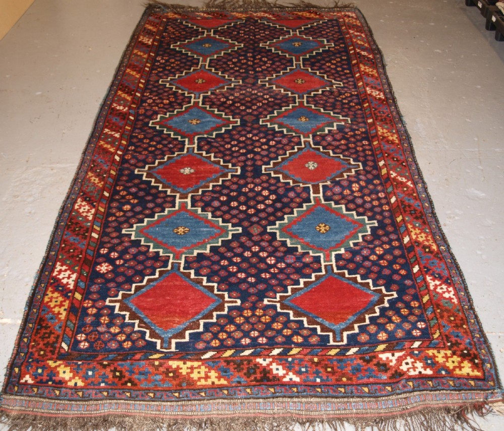 antique luri tribal long rug bold design and colour circa 190020